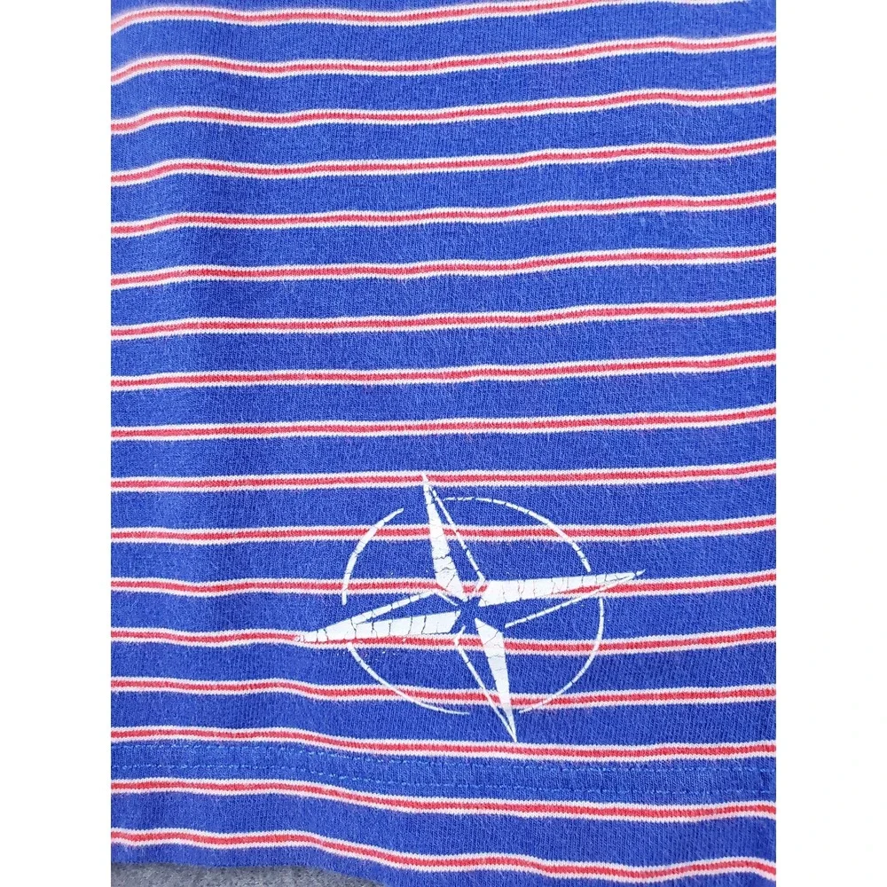 B.draddy Mens Short Sleeve Polo Large‎ Blue Red Stripe Logo On Sleeve